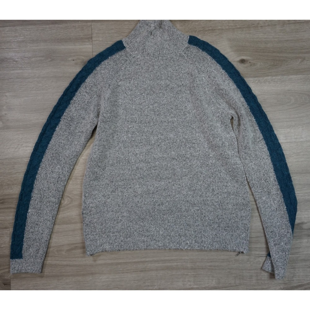 New Willow & Clay Melange Knit Contrast Stripe Funnel Neck Side Zip Sweater Sz S